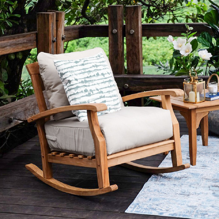 Summerton Teak Outdoor Rocking Chair & Reviews Birch Lane